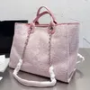 designerka torba na torbę na plażę łańcuchowe torby na ramię duża pojemność torby podróży różowe kobiety torebki płócienne sac codzienne strój Perły Deco luksusowa torebka dla kobiety