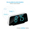 Clocks Alarm Clock Radio with 9" LED Display for Bedroom, 3 Dimmer, Snooze, FM Rate, 12/24H, Auto DST, USB Chargers, Battery Back