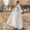 Land bruids strand trouwjurken jurk een lijn v nek lange mouwen zijkant spleet chiffon vloer lengte op maat gemaakte plus size vestidos de novia estidos