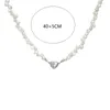 Korean Fashion Pearl Chain Choker Necklace for Women Girls Trend smycken Heart Pendant Bridal Engagement 240429