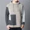 Men's Sweaters M-5xl Mens Winter Male Pullovers Clothing Hooded Long Sleeve Patchwork Thicken Warm Comfortable Man Top Clothes H50