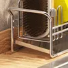 Rack de vaisselle de rangement de cuisine avec drain amovible en acier inoxydable multifonctionnel amovible
