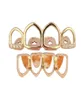 18k Real Gold Punk HipHop Diamond Hohlzähne Grillz Zahnmund Eced Out Fang Grill