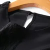 Camicette da donna uccello patchwork manica lanterna manica sciolta collo rotondo solido camicia elegante elegante 93% seta 7% spandex crepe de chine camicetta in pizzo