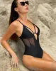 Suits 2024 Underwired Mesh High Cut Women Swimwear One Piece Swimsuit Female Hollow Out Monokini Bather see through Bathing Suit Swim