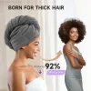 Serviettes serviette à cheveux en microfibre extra grande pour femmes longues, bouclées et épaisses, enveloppe de serviette à cheveux sec et à frisotrie super doux enveloppe