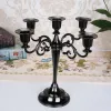Hållare Silver Gold Black Bronze Metal Candle Holder Retro 5 Arms Candle Holder Dinner Hotel Home Decor Romantic Retro Candlestick