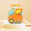 Cute Baby Toy Backpack Kids Cartoon Plush Engineering Excavator School Bags Kindergarten Primary School Bookbag Student Backpack 240424