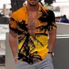 Мужская плюс футболка Полос мужская мода тенденция гавайской рубашки с короткими рубашками
