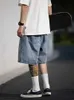 Short masculin short pour hommes jeans bleu denim jorts baggy harajuku pantal