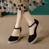 Sandals LIHUAMAO Rope Outsole Wedges Heel Platform Espardilles Shoes Ankle Strap Casual Beach High Pumps