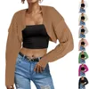 Femme Tricots Femmes à manches longues Open Front Front Crop-tricot Crop Cardigan Solid Loose Drop épaule Bolero Boléro Pandes pour