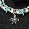 Anklets Bohemian Multi Layer Starfish Turtle Beads Anklets for Women Vintage Boho Chain Bracelet Bracelet Beach Jewelry Gift 2023