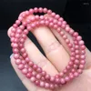 Link Bracelets 4.5MM Natural Rhodonite Triple Circle Bracelet Crystal Reiki Healing Stone Fashion Jewelry Gifting Gift For Women 1pcs