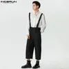 Män jumpsuits solida överdimensionerade koreanska ärmlösa streetwear remmar rommmode mode casual wide ben overall s5xl incerun 240417