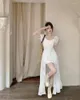 Robes décontractées exquise jacquard robe blanche femme printemps 2024 taille divisée coréenne chic à lacets massifs vestidos longs