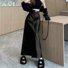 Jupes 2024 Automne Hiver Luxury Elegant Offant Clothes High Taies avec dos Slit Brown Leather Femme's Wrap Maxi F95