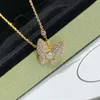 Hot V Gold HighバージョンVantasy Butterfly Necklace Womens Produce Phantom Full Diamond Pendant 18K Rose Clover Collarチェーン