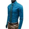 Men Shirt Shirt Modes Mody Color Business Long Sleeve Button Button Kragen Top Polyester 240418