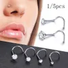 Arts du corps 1pc implant titanium nez stad bague de goujon rond rond CZ Piercings de nez en cristal 1,5 / 2 / 2,5 / 3 mm Vis narine Piercing Boucle d'oreille 20g D240503