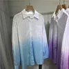 Blouses pour femmes Gradient Color Tie-Dye Linette Mid-Long Long Souve Spring Summer Polydoule Lourde broderie Drilling Cardigan
