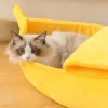 Casas Banana Cat Bed House Casas de gaiola de gaiola de gaiola de gato de gato quente cesta portátil de animais portátil cão de cachorro suprimentos de gato de gato divertido acessórios para animais de estimação