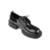 Lässige Schuhe uns Größe Herren glänzender schwarzer dicker junger Mann Schnürung Geschäfte Oxfords Büro Basic