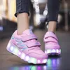 Jongens en meisjes rolschaatsen sleepwielen schoenen gloeiend licht led kinderen mode luminoire sport casual wheelys skating sneakers 240429