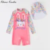 Suits Swimsuit Kids Girl Long Sleeves Swimwear for Girls Cartoon Rabbit UPF50 UV Protection Children's Bathing Suit Beach Clothes Baby