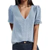 Blouses de femmes chemises à manches courtes solides Lady Deep V-col