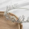 Bröllopshår smycken brudtiara huvudkläder pärla krona prinsessa bröllop brud tiara päron kristall pannband bröllop hår smycken brudtillbehör