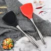 Uitrustingsvoorwerpen BBQ Silicone Wok Spatel Roestvrij staal kookturner Nitaanvals schep schophoogtekrachtige niet -toxische wok turner keukenaccessoires