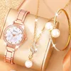 Orologi da polso 6pcs Ladies Fashion Simple Designer Star Moon Rhinestone Steel Band Quart Watch Luxury Pearl Set