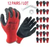 Handschuhe 24pcs/12pairs Hochqualität Latex Gummi beschichtete Baumwollpalmenschutzsicherheit Arbeitshandschuhe Männer oder Frau