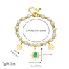 Bracelets de charme Dieyuro 316l Bracelet pour les yeux de fleur en acier inoxydable pour les femmes Gift Fashion Perle Perle Chain de bracelet Bijoux Bijoux