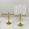 Houders 7/9 Branch Hanukkah Candlestick Holder Gold Metal Metal Menorah Candle Holder Antifade Metal Candle Holder Home Decor ornamenten
