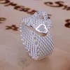 Cluster Rings Lovely Finger For Boys Girls Women Men S925 Sterling Silver Color Fashion Jewelry Charms Inlaid Double Heart