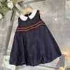 NUEVA TODA DE TANTADORA DEL TANTADOR DE LA PRINCIPIA Tamaño de princesa de 100-150 cm Ropa de diseño para niños Summer azul de mezclilla Baby Partydress 24 abril