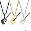 Colliers de pendentif guitare pour hommes femmes en acier inoxydable / or / couleur noire musique rock hip hop bijoux cadeau personnalisés choix avec 24 i dhmac