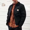 Новая мужская дизайнерская мода Carhartte Jacket Vintage Pashed Canvas Hip Hop Lapel Late Late Cardigan Jacket Slim Painted Patch Jacket