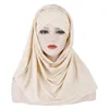 Vêtements ethniques en soie monochrome bandeau écharpe à étanche du vent chapeau de châle de couverture de mode pour femmes musulmanes Ramadan adapté à toutes les saisons