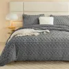 Set Grey King Size Duvet Cover Set 3PC, 1 Bauernhaus Fuzzy Tufted Plush Shaggy Quilt Cover mit Reißverschluss 2 Kissenbezirke purer Vorhänge