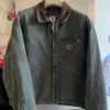 Новая мужская дизайнерская мода Carhartte Jacket Vintage Pashed Canvas Hip Hop Lapel Cardigan Carhartte Jacket Slim Painted Patch Jacket