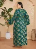 Abbigliamento etnico casual maniche lunghe a v-scollo Dubai Abaya Abete con lacci musulmani stampato Donne arabo sciolto arabo slim tacchino caftan Vestidos