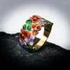 Cluster ringen klassieke 925 zilveren dames ring kleur bloem handgemaakte glazuur bruiloft druppel juwelen jade vlinder