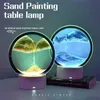 Decoratieve objecten Figurines LED Quicksand Tafellamp met 7 kleuren USB Sandscape Night Light 3D Moving Sand Art Bedide Lampen Home Decor Gift RC Touch Switch T240505