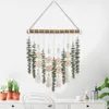 Decorative Figurines Bohemian Wall Hanging Decoration Artificial Eucalyptus Leaves Wooden Beads Cotton Rope Boho Living Room Art Pendant