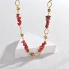 Correntes Bohemia Irregular Red Natural Natural Handmade Colar