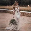 Dresses Long 2021 Backless Mermaid Sleeves Jewel Neck Lace Applique Illusion Custom Made Wedding Bridal Gown Vestido De Novia