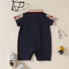 Summer Baby Boys Girls Brand Rompers Turn-Down Collar Newborn Jumpsuits Lovely Toddler Short Sleeve Romper With Bowknot